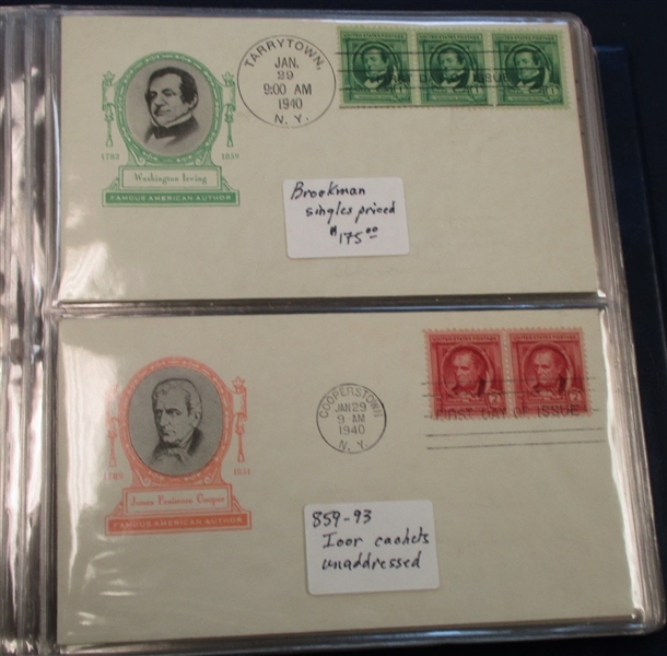 USA 1940 Famous Americans First Day Cover Complete Set – Harry Ioor Cachets (Est $100-150)