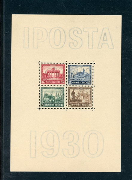 Germany Scott B33 Unused VF 1930 IPOSTA Souvenir Sheet (SCV $425)
