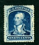 USA Scott 39 Unused Fine, Fault, 1860 90c Washington  (SCV $1400)