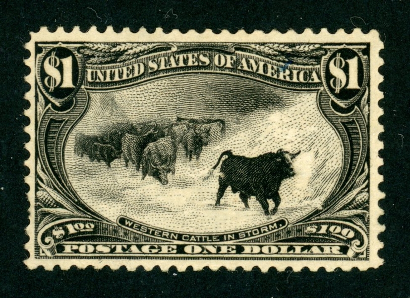 USA Scott 292 Unused, Fine, Regummed, $1 Cattle in the Storm (SCV $850) 