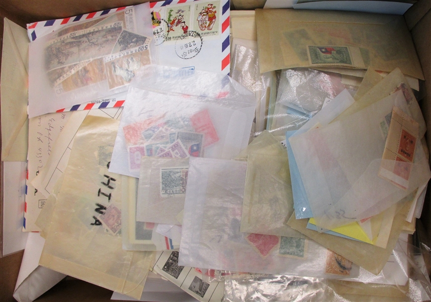 China Messy Boxlot With 100's of Stamps and More (Est $400-500)