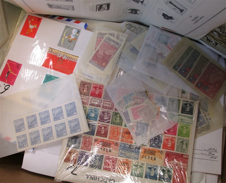 China Messy Boxlot With 100's of Stamps and More (Est $400-500)