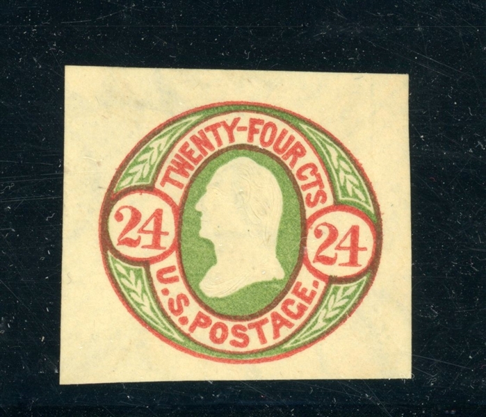 USA Scott U44 Mint Cut Square, 24c Red & Green on Buff Paper (SCV $225)