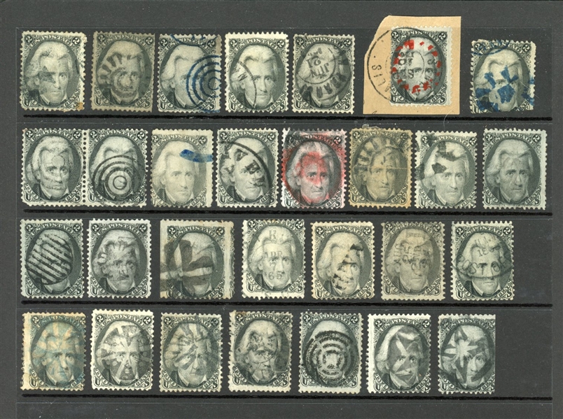 USA Scott 73 Cancel Accumulation, 93 Stamps (Est $1500-2500)