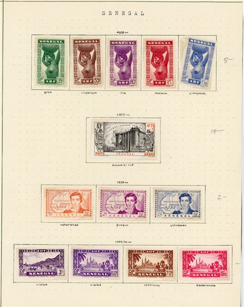 Senegal 1935-1944 Mint on Pages, Much MNH (Est $40-60)
