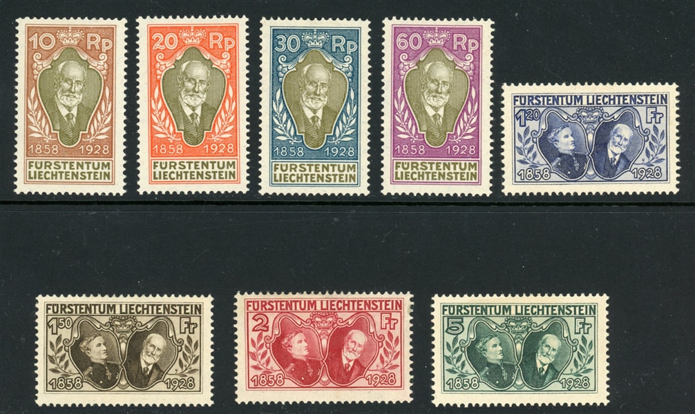 Liechtenstein Scott 82-89 MH Complete Set, 1928 Prince Johann (SCV $435)