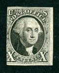 USA Scott 2 Used, 3 Margins, 1847 10c Washington (SCV $475)