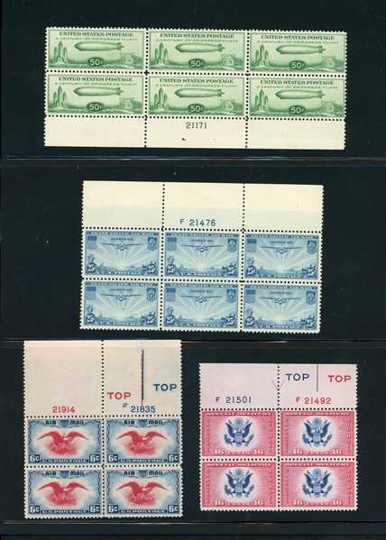 USA Back of Book Plate Blocks - 13 Different, Mostly MNH (Est $300-400
