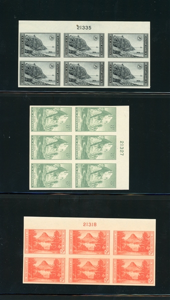 USA Scott 740-9, 756-65 National Parks Perf and Imperf Plate Blocks Complete (Est $200-250)