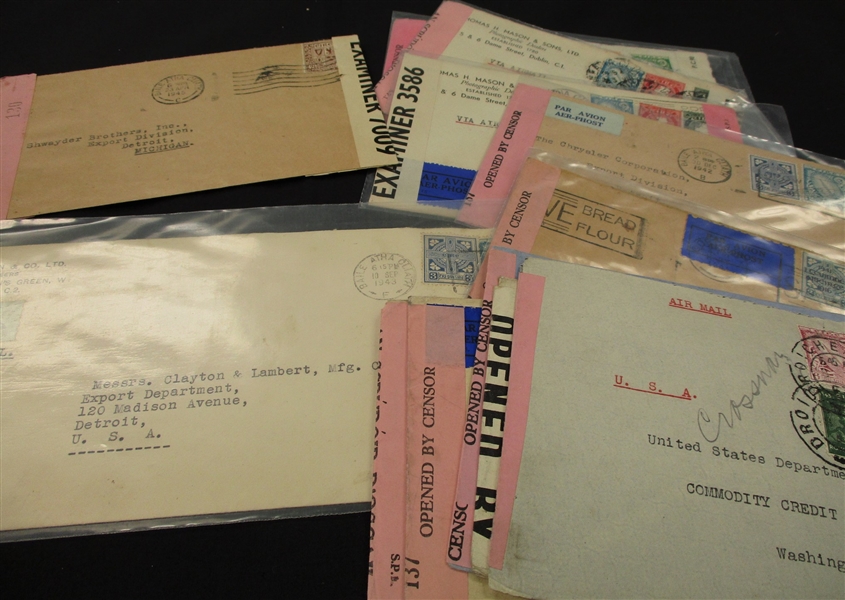 Ireland Postal History - 12 Different WWII Censored Covers (Est $100-150)