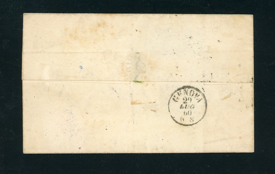 Italy Tuscany Scott 20 on Folded Letter, Single Usage, 1860 (SCV $720)