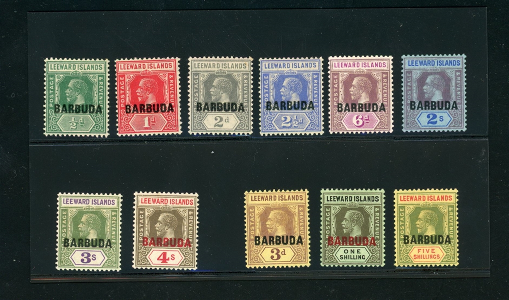 Barbuda Scott 1-11 Unused Complete Set, 1922 Overprints (SCV $179)