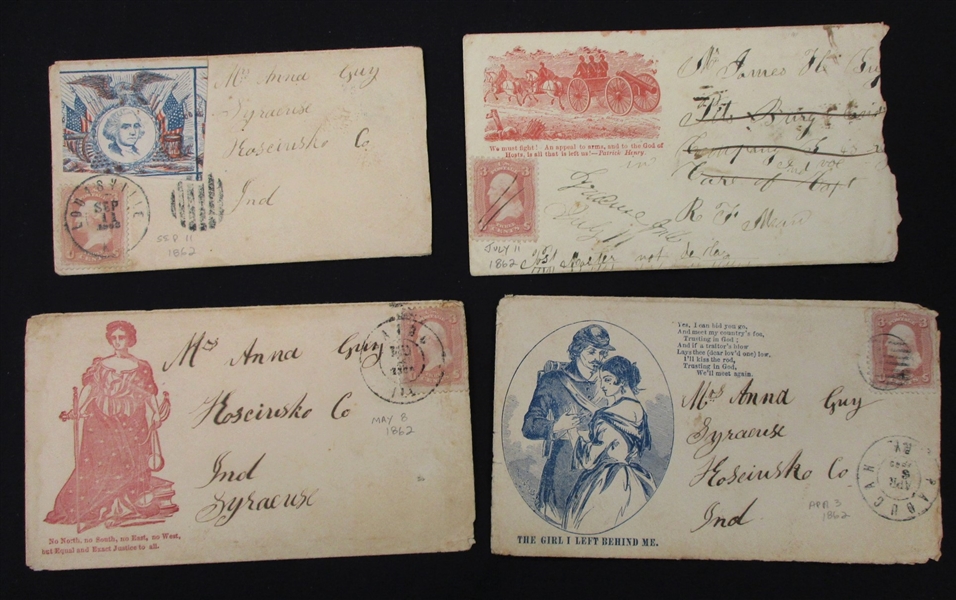 Civil War Covers and Letters (10) with Several Patriotic (Est $300-400)