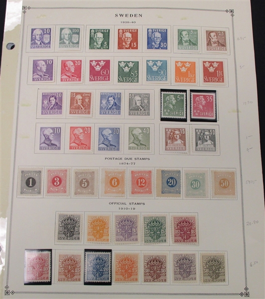 Sweden - Outstanding Unused/Used Stamp Collection to 1940 (Est $950-1250)