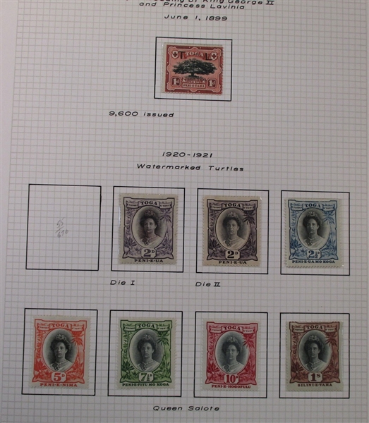Tonga Collection to 1968 on Quadrille Pages (Est $150-200)