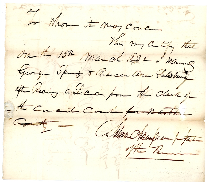 Ypsilanti, Michigan Territory, 1832 Folded Letter (Est $50-100)