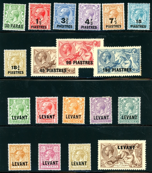 Great Britain Offices in Turkey Scott 46-64 MH Complete Sets (SCV $345)