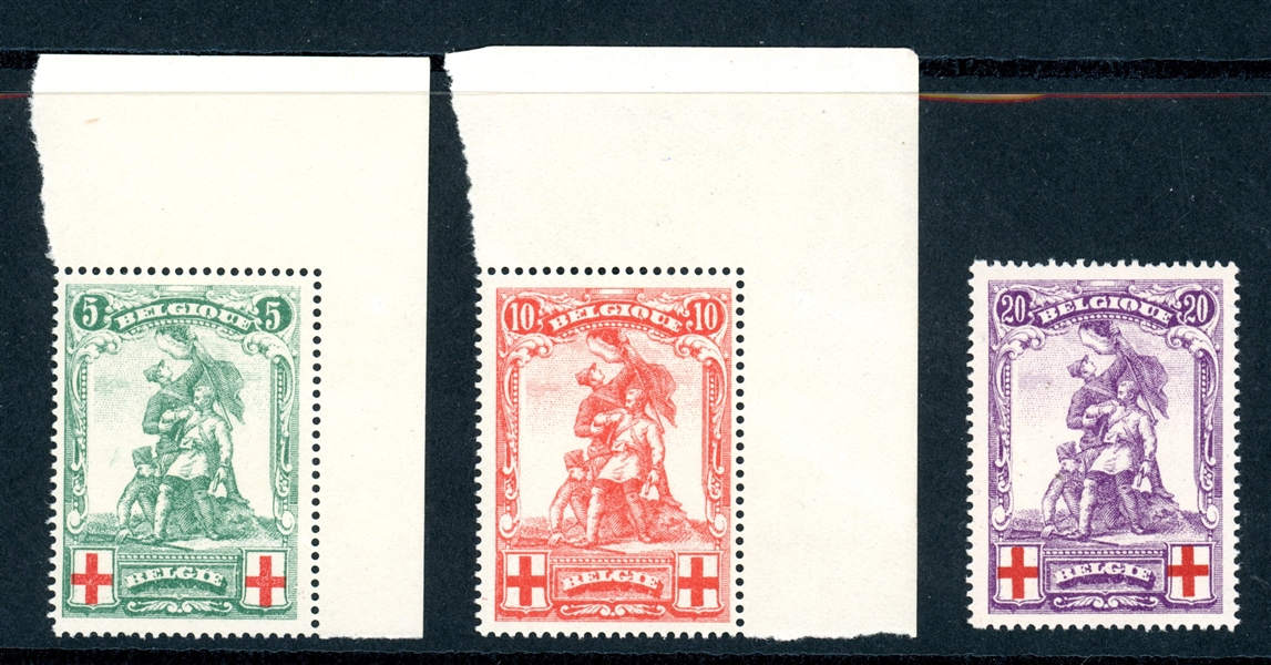 Belgium Scott B28-B30 MNH Complete Set, 1913 Issue (SCV $160)