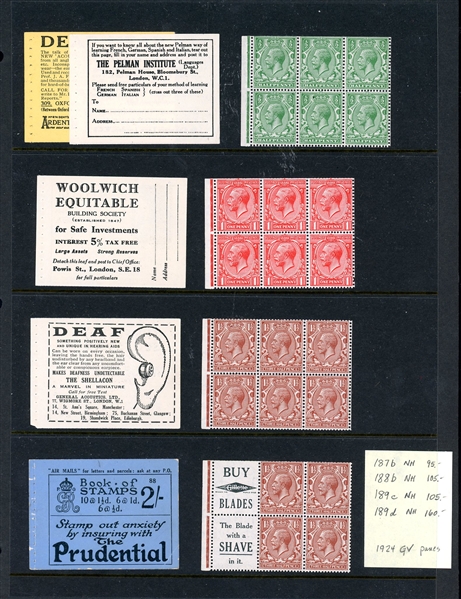 Great Britain 1924 KGV MNH Panes from Exploded Booklet (SCV $465)