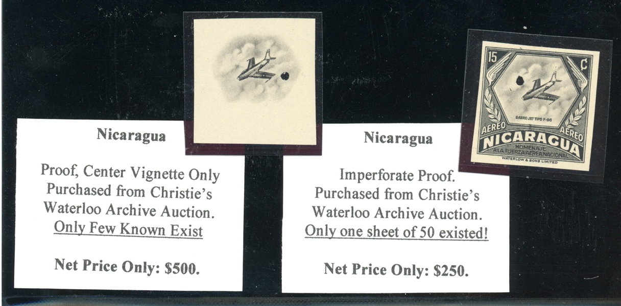 Nicaragua Proofs from Waterlow Archive Auction (Est $50-100)