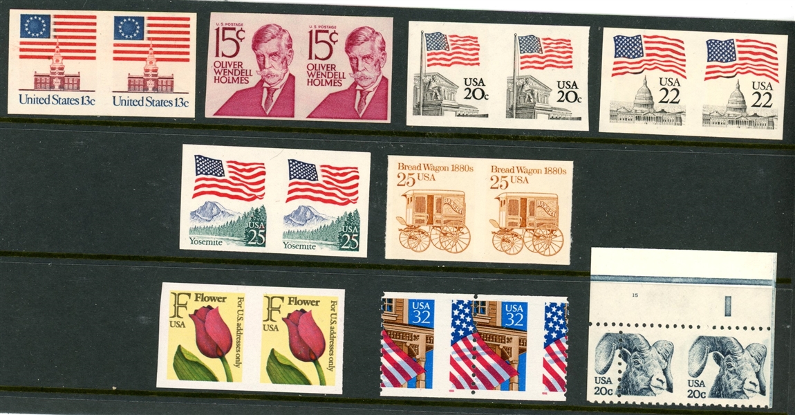 USA Imperforate Pairs and Misperfs (Est $50-80)
