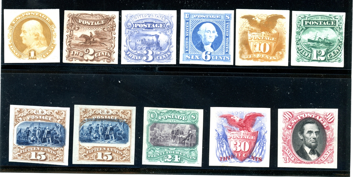 USA Scott 112P3-129P3, India Proofs, 1869 Pictorials, VF (SCV $995)