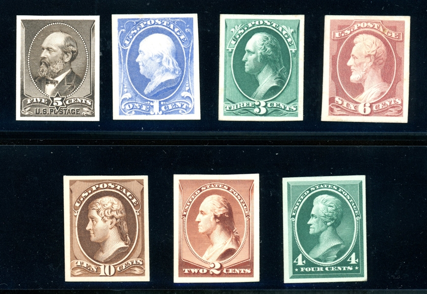 USA Scott 205P4-211P4 Complete Set Plate Proofs on Card, VF-XF (SCV $185)