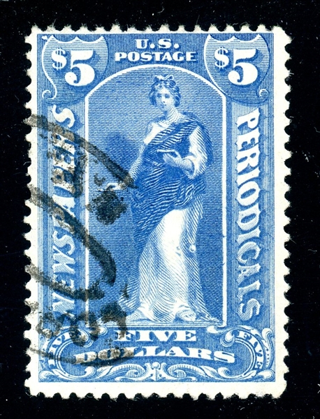 USA Scott PR109 Used, Fine, 1895 $5 Newspaper with 2012 PFC (SCV $1750)