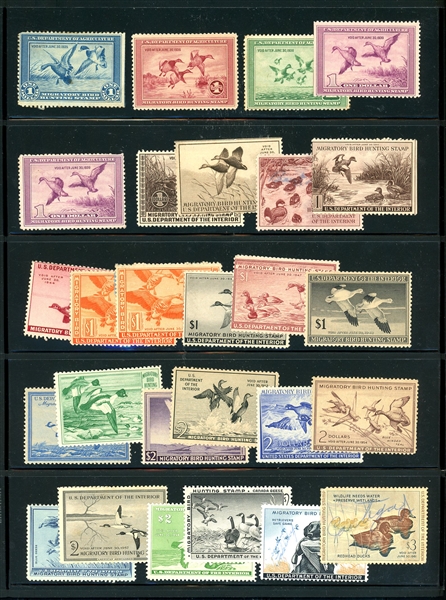 USA Ducks, Mint and Used RW1//RW65 (Est $250-300)
