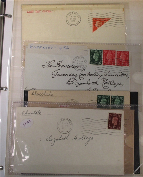 Guernsey, Jersey, Isle of Man Cover Collection in 2 Binders (Est $200-300)