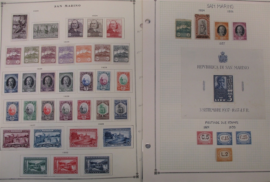 San Marino - Clean Unused Stamp Collection to 1940 (Est $150-200)