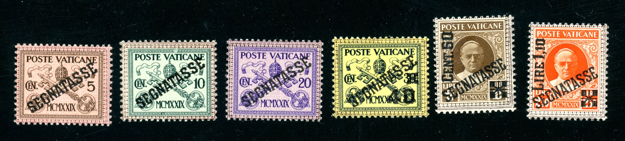 Vatican City Scott J1-J6 MNH Complete Set, 1931 Dues, F-VF (SCV $235)