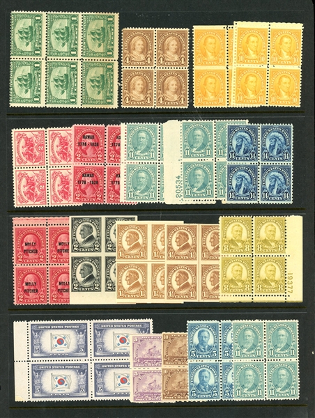 USA Mostly Pre-1940 Mint Multiples on Stock Pages, Much MNH! (SCV $250-350)
