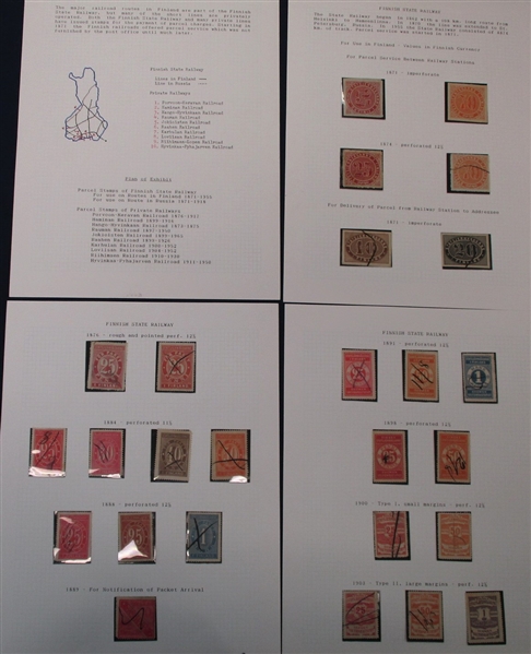 Railway Parcel Stamps of Finland Exhibit (Est $200-300)