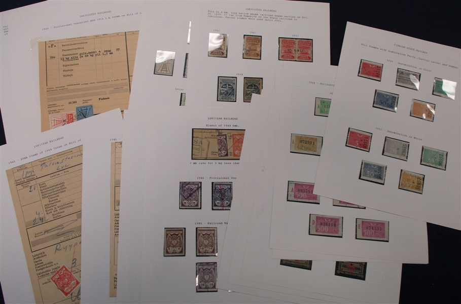 Railway Parcel Stamps of Finland Exhibit (Est $200-300)