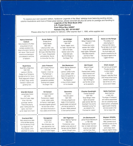USA Scott 2870 MNH Recalled Legends Sheet in Blue Envelope (SCV $125)