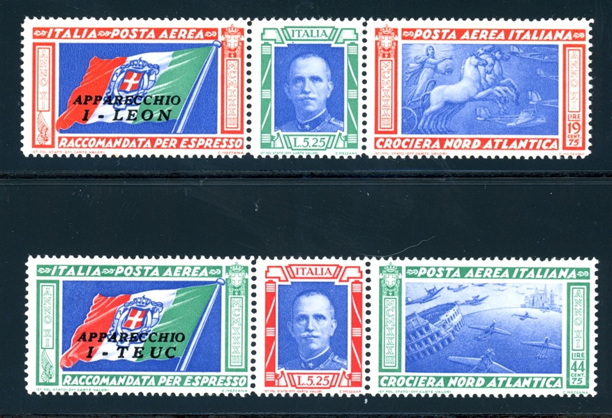 Italy Scott C48-C49 MNH Complete Set, 1933 Balbo Triptychs (SCV $575)