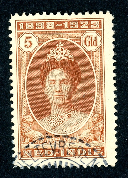 Netherlands Indies Scott 157 Used High Value, 1923 5g Wilhelmina (SCV $140)