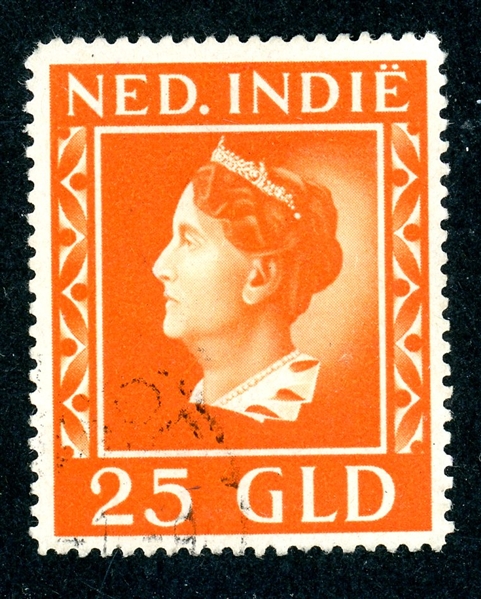 Netherlands Indies Scott 249 Used High Value, 1941 25g Wilhelmina (SCV $160)
