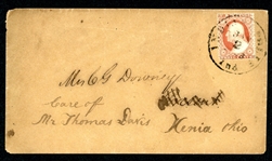 USA Scott 25A Type II VF Tied by Indianapolis Cancel, 1858 (SCV $950)