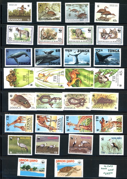 World Wildlife Fund MNH Complete Sets (SCV $297)