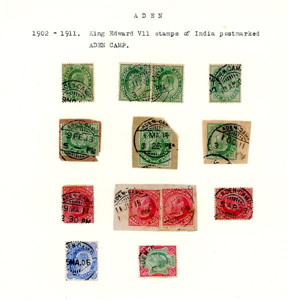 Aden - India Stamps and Postcards Used in Aden (Est $100-150)