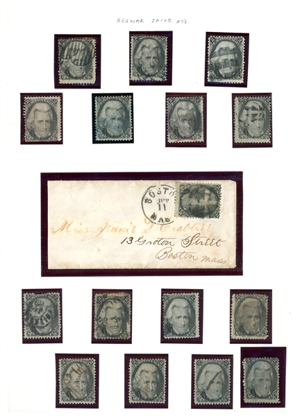 Black Jacks Group 40 Stamps and a Cover, Some Fancy Cancels (Est $400-600)