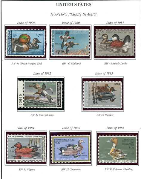 Flock of MNH Ducks, RW41-RW82, RW84 MNH (Face $540)