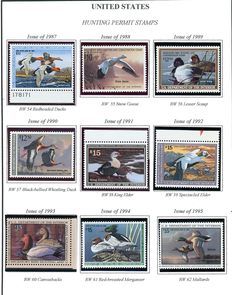 Flock of MNH Ducks, RW41-RW82, RW84 MNH (Face $540)