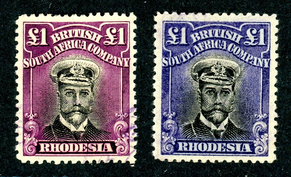 Rhodesia Scott 138 Used, £ KGV, 2 Different Shades/Types (Est $500-1000)