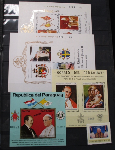 Pope/Religion Topicals in a 32 Page Stockbook, Mostly Unused (Est $100-150)