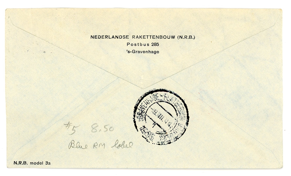 Netherlands 1935 Rocket Mail Cover, Signed Zucker (Est $90-120)