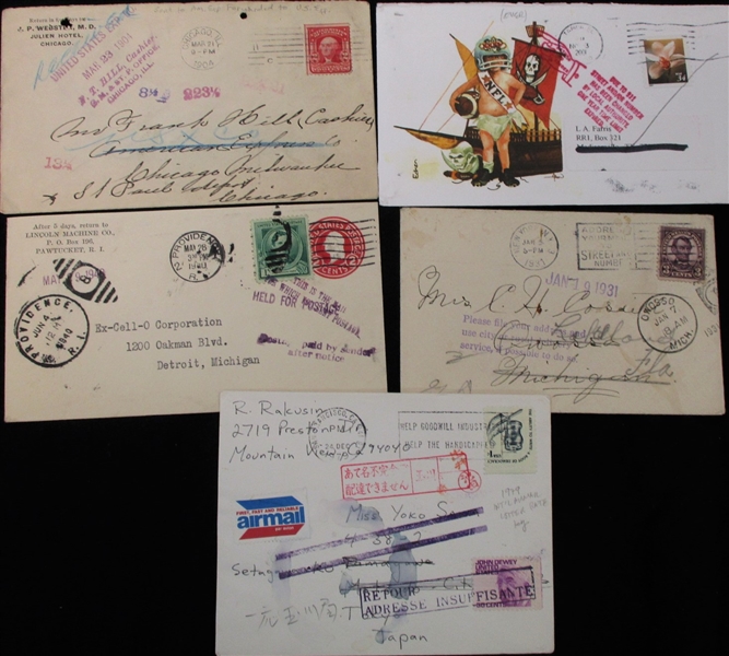 USA Covers/Cards with Auxiliary Postal Markings (Est $150-200)