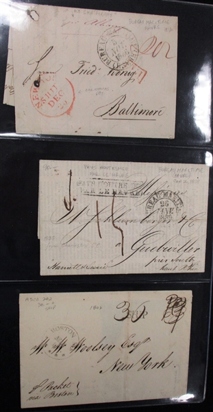USA 20 Different 19th Century Maritime Stampless Covers (Est $600-800)